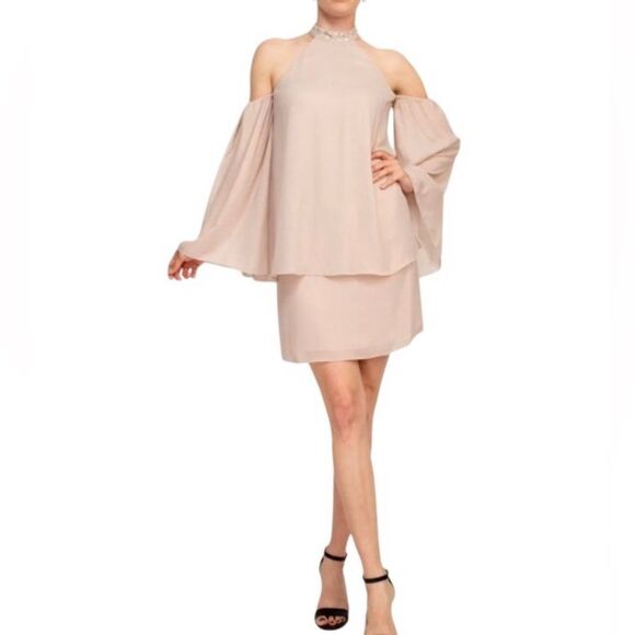 Laundry by Shelli Segal Embellished Halter Neck Mini Dress in Pink Women’s 4 - Picture 1 of 9